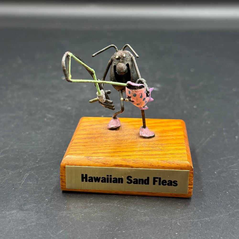 Vintage Hawaiian Sand Flea Figurine Handcrafted Welded Metal Sculpture